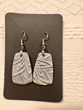 Textured Silver Dangle Earrings